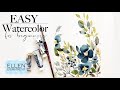 How to Paint Easy Loose Watercolor leaves and Flowers- Beginner Tutorial