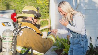 Firefighter zach steele, 30, staged an elaborate scene to ask his
girlfriend marry him in the middle of a family party. and maddison are
old flames w...