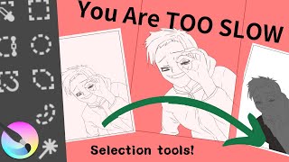 How to Use selection tool to colour base colour FAST! Krita tutorial