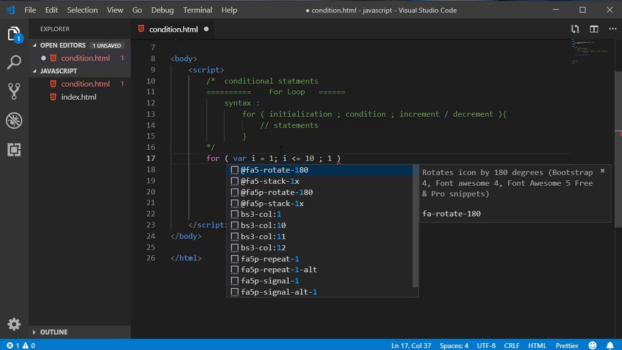 27 for loop in javascript - YouTube