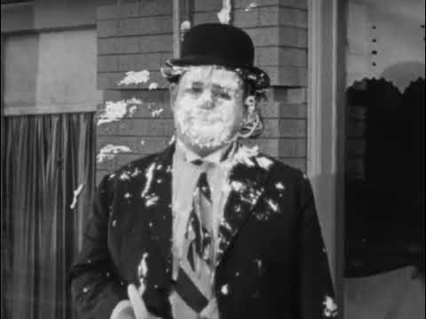 Laurel and Hardy. The first and greatest pie fight in the movies from The Battle Of The Century 1928