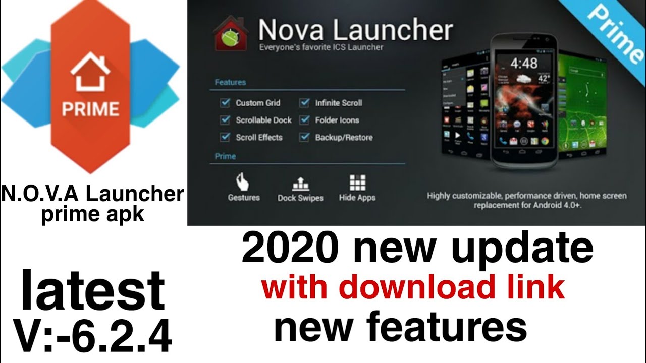 NOVA Launcher Prime Apk Latest V.6.2.4 new 2020 updated