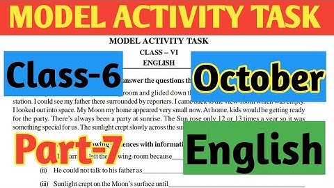 Class 6( ষষ্ঠ শ্রেণি) English( ইংরেজি) Model Activity Task Part 7//October 2021 WBBSE