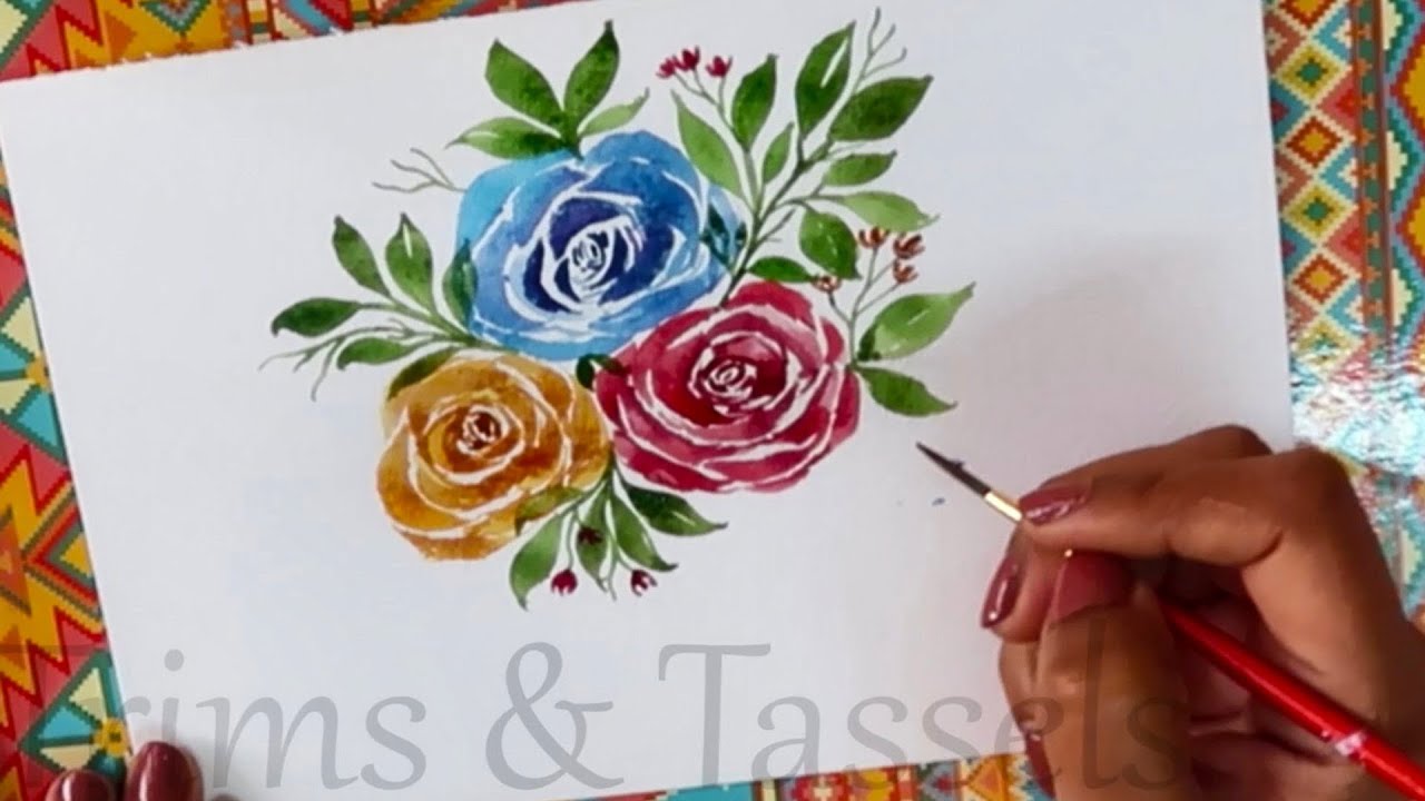Painting rose leaves