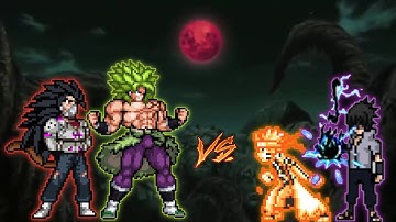 Broly DBS OP & Cumber(All Form) VS Naruto OP & Sasuke OP in Jump Force Mugen