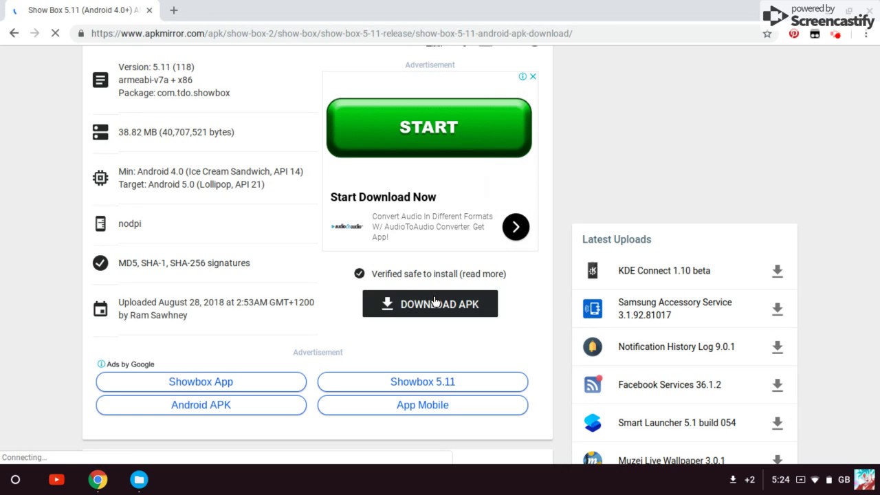 how to download showbox v5.11 on your chromebook 2018