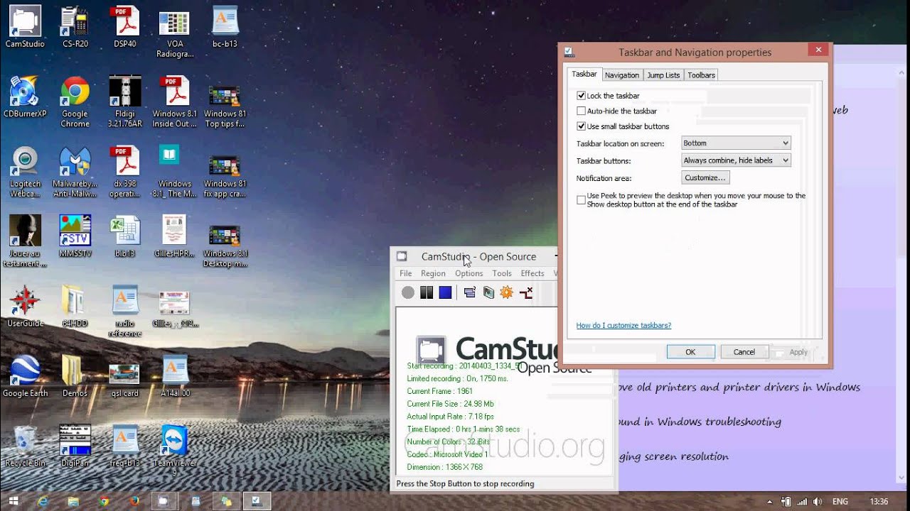 windows 8 1 desktop taskbar button size and auto hide feature youtube change icon size windows 8