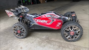 Arrma Typhon 3s and the Traxxas slash at a skate park.