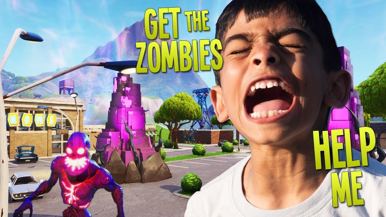 LITTLE KID gets TROLLED by ZOMBIES in RETAIL ROW RIFT ZONE on FORTNITE (Funny Fortnite Trolling)