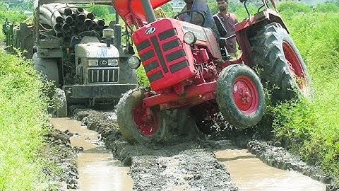 Eicher 485 Tractor Stuck in with Loaded Trolley Pulling New Holland 3630 and Mahindra 275 Di XP plus