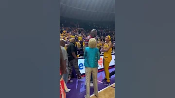 LSU legends 🏀 #lsu #shaquilleoneal #kimmulkey #collegebasketball 🎥: @hvalentinelsu