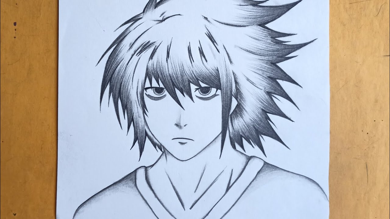 Anime drawing || How to draw L Lawliet - step by step Pencil sketch for beginners || Easy drawing