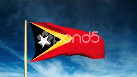 East Timor Flag Slider Style. Waving In The Wind With Cloud Background Animation