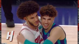 Lonzo Ball \& LaMelo share a moment before the game 🥺