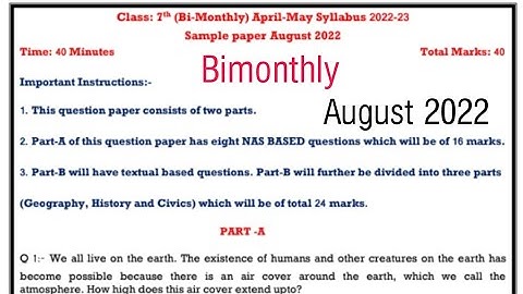 #pseb #class-7 Social Science Sample paper #class7 #august2022 #bimonthly