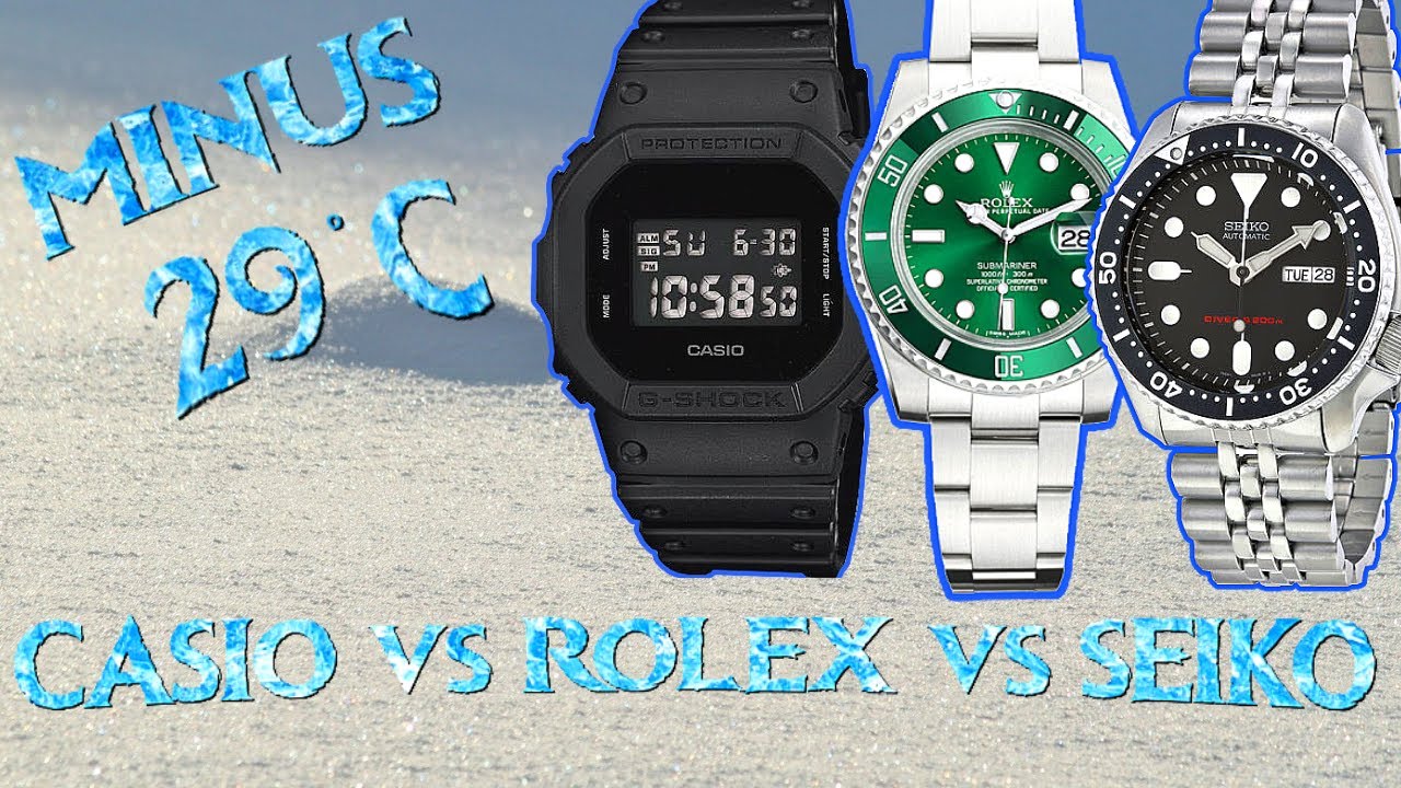 COLD WEATHER TESTING WATCHES I Rolex Vs Seiko Vs Casio - YouTube