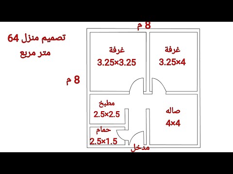 تصميم منزل 64 متر جاهز