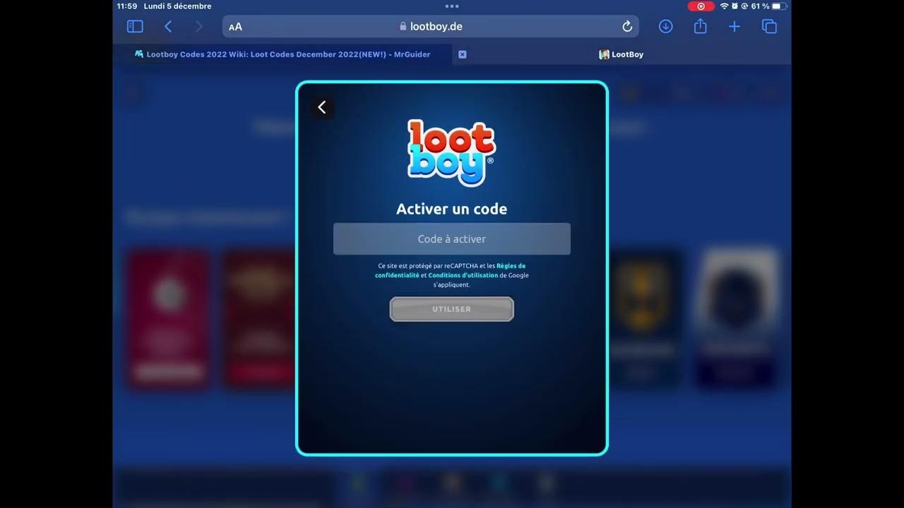 code lootboy nouveau december YouTube