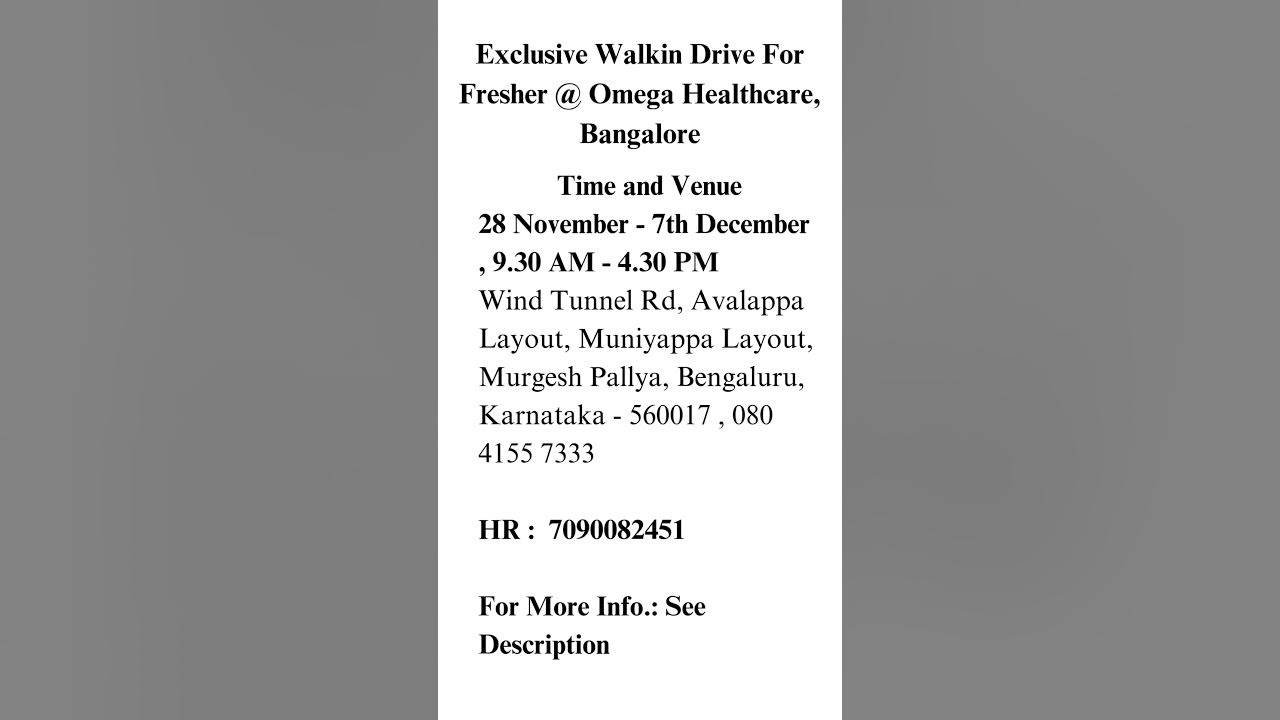 exclusive-walkin-drive-for-fresher-omega-healthcare-bangalore-youtube