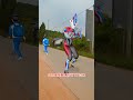 Ultraman rescues a child from a monster. Please don't take the special effects seriously.