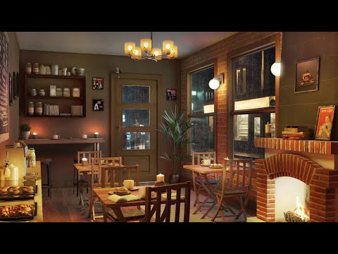 Rainy Day Jazz Cafe Ambience with Fireplace | 3 Hours of Relaxing Jazz Music