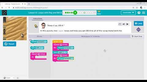 Lesson-6 Loops with Rey and BB-8 of CS Fundamental Express Course, code.org
