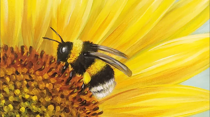 Easy Sunflower Bumblebee Acrylic Painting LIVE Tut...