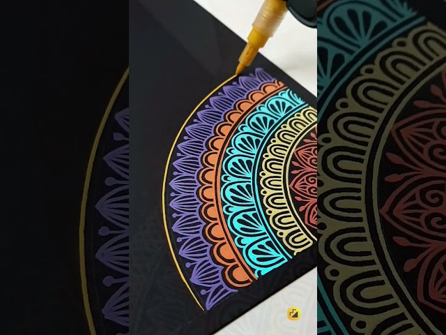 Multicolored Mandala Art | Process Video | Satisfying art | She Draws #shorts class=