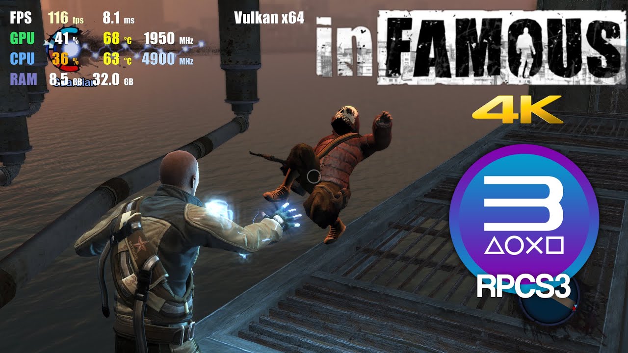 RPCS3 0.0.15 | inFamous 4K UHD | PS3 Emulator Gameplay - YouTube
