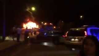 Incendi en un dels autobusos de la Via Lliure de Riudoms