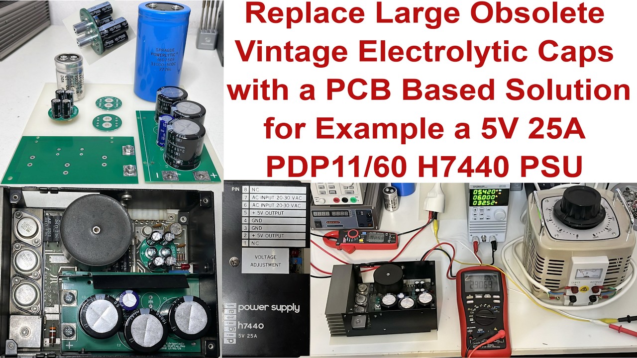 Replace Large Obsolete Electrolytic Caps with a PCB Based Solution, Example a PDP-11 H7440 PSU