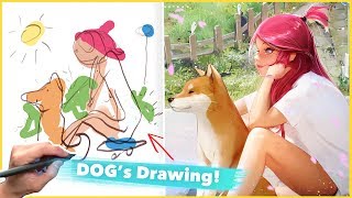 PAINTING MY DOGS DRAWING! (Birthday!)