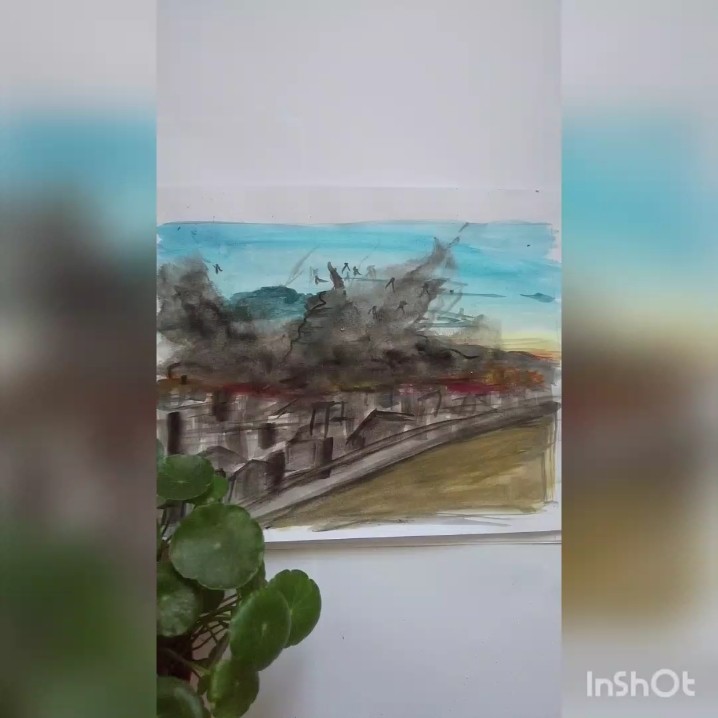 It's not a flim. 🥹It's the real scene of Gaza, Palestine. 😭 #watercolorpainting #easy