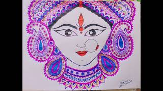 how to draw durga maa mandala art || durga maa drawing || mandala art durga