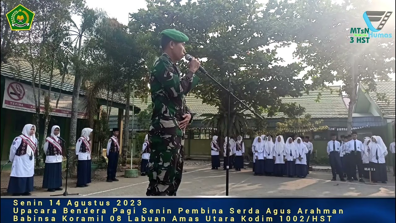 Beri Wawasan Cinta Tanah Air, Babinsa Koramil 08 LAU Jadi Pembina Upacara di MTsN 3 HST
