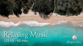 Relaxing Music 528Hz 60min - acoustic guitar with wave sound for relax, work, study, sleep, yoga