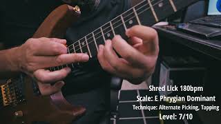 Oriental ultra fast Shred Lick 180bpm  Alternate Picking + Tapping #shredguitar #guitartechnique
