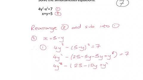 Simultaneous Equations - 1 Linear 1 Quadratic