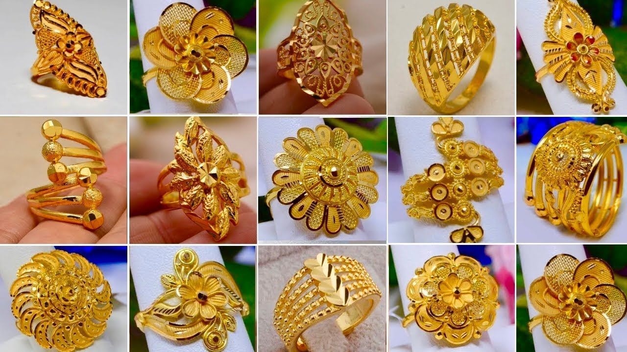 Gold Ladies Rings Leaf Design 22k Purity – Welcome to Rani Alankar