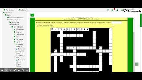 Resolver crucigrama de hot potatoes en plataforma moodle