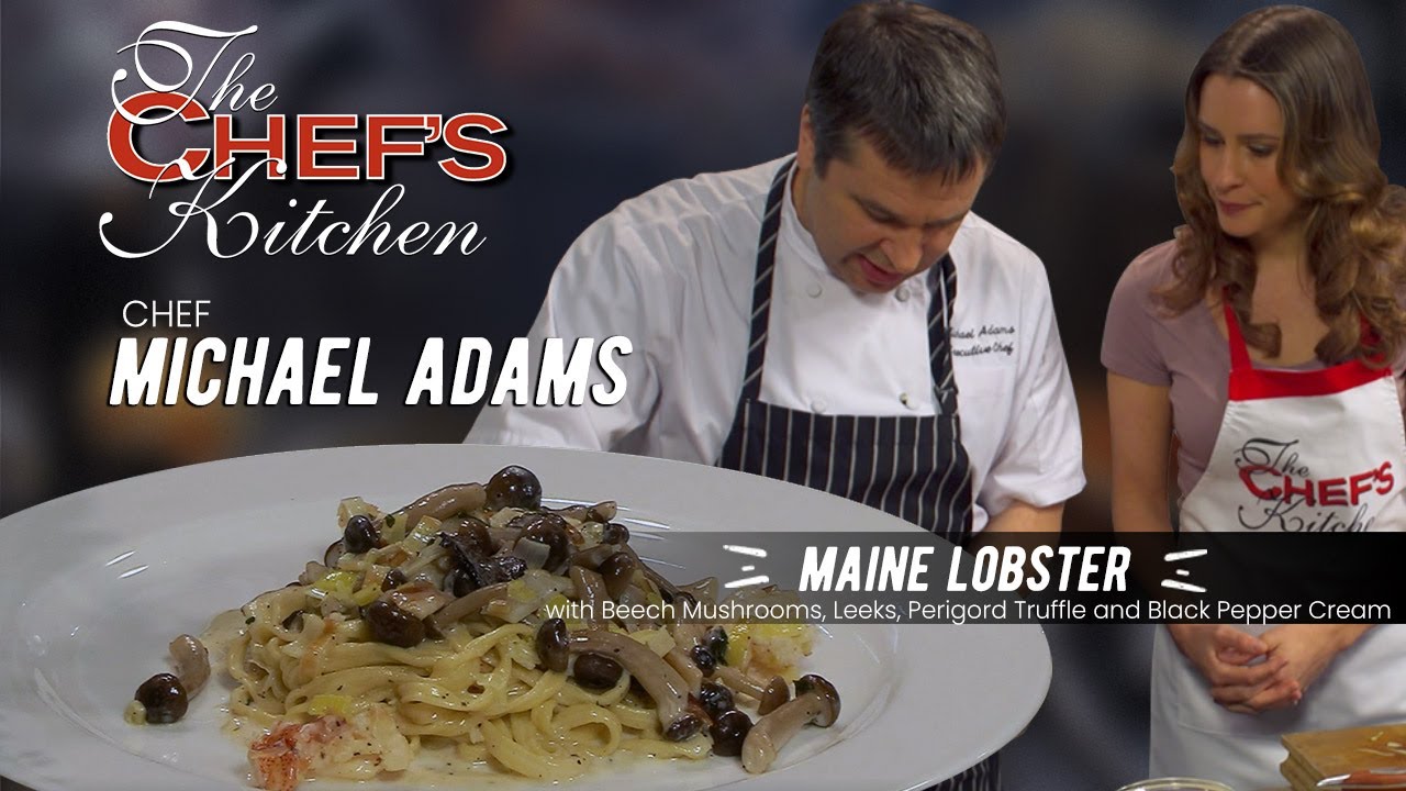 Maine Lobster Pasta with Beech Mushrooms, Truffle and Black Pepper Cream Sauce | Chef Michael Adams