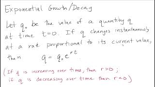 Exponential Growth/Decay (including Continuously Compounded Interest)