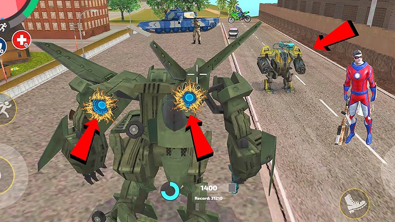 Rope Hero: Vice Town (Aircraft Transformer Fight BD 100 Machine) - Aircraft Huge Robot in Base Camp
