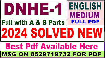 DNHE 1 solved assignment 2024 / dnhe 1 ignou assignment 2024 / ignou dnhe 1 assignment 2024