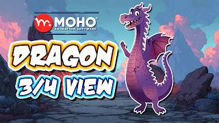 Dragon - 3/4 view | Moho | Rigged Animation