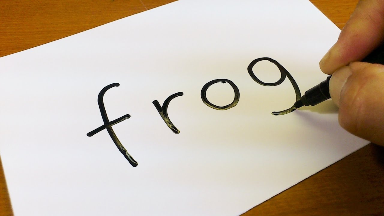 ⁣Very Easy ! How to turn words FROG into a Cartoon -  How to draw doodle art on paper