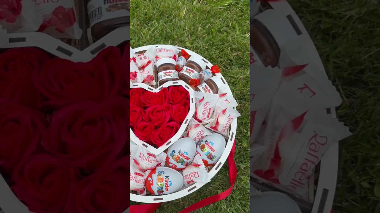 Крафтовий бокс для неї з мильними трояндами, Nutella, Raffaello та цукерками Kinder - фото №1