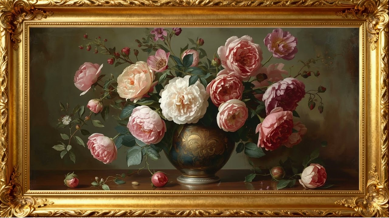 Romantic Floral Masterpieces – 4K Vintage Painting Ambience for Home Decor | 4K Frame TV Art