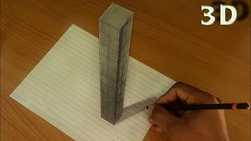3D. how to Draw a skyscraper building on line paper.easy tutorial,step by step by
