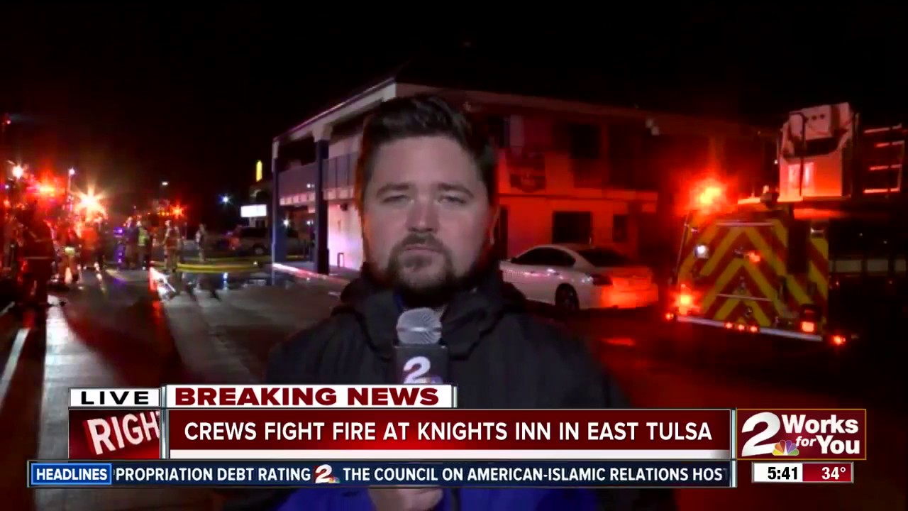 Tulsa Firefighters battle fire at Knights Inn in East Tulsa - YouTube